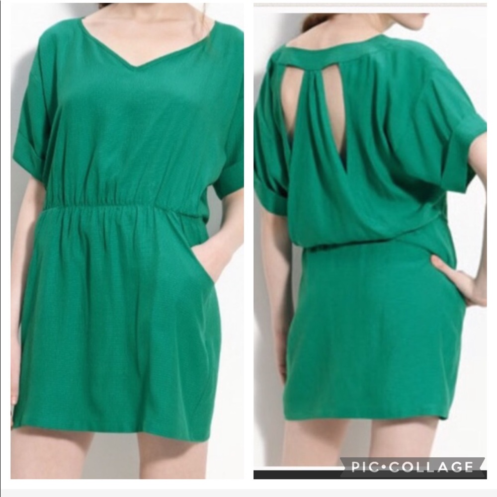 MYNE Ashley Ann Green Silk Short Mini Dress